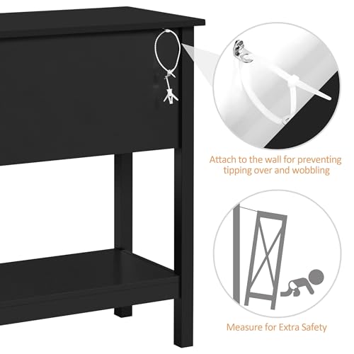 Yaheetech Console Table with 4 Drawers, Sofa Side Table with Bottom Open Storage Shelf, Heavy-Duty Entryway Table for Hallway/Living Room, 39.5x14x32 inch, Black Yaheetech