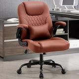 Nexthro Executive Office Chair PU,Leather Office Chair with Wheels,360° Swivel Rolling Chair with Padded Arms,Ergonomic Computer Chair with Lumbar Support for Short People Use(Brown) Nexthro