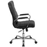Flash Furniture Whitney High-Back Swivel LeatherSoft Desk Chair with Padded Seat and Armrests, Adjustable Height Padded Office Chair, Black/Chrome Flash Furniture