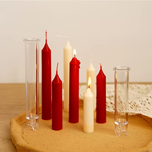 MILIVIXAY 2PCS Taper Candle Molds - Pillar Candle Molds - Perfect for Making Emergency Candles, Chime Candles, Table Candles-Including 30 Ft Wicks,1pc Wire and 2pc Wick Clips.