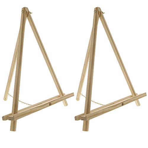 U.S. Art Supply 20" Large Natural Wood Display Stand A-Frame Artist Easel (Pack of 2) - Adjustable Wooden Tripod Tabletop Holder Stand for Canvas, Painting Party, Kids Crafts, Photos, Pictures, Signs U.S. Art Supply