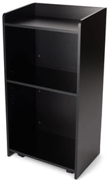 Displays2go Hostess Station, Hidden Wheels, Adjustable Shelf, Black (LCKDPHSBK) Displays2go