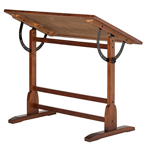 Studio Designs Vintage Drafting Table - Antique Design Solid Wood Drafting Table with Built-In Pencil Groove and Pencil Ledge - Angle Adjustable Work Surface SD STUDIO DESIGNS