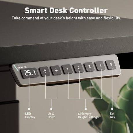 VVENACE 3 Stage Dual Motor Electric Standing Desk Legs Only, 286lb Load Capacity, Height Adjustable from 23.6" to 49.3", Standing Desk Frame, Sit Stand Desk Base with 4 Memory Presets (Black) VVENACE