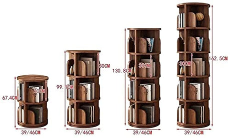 Revolving Solid Wood Bookshelf for Children - 360° Rotating Storage in Brown Bookcases