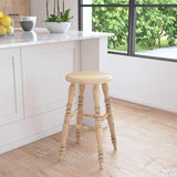 East at Main Baylor Farmhouse Counter Stool, Rustic Vintage-Style Wooden Bar Stool, 24-Inch Solid Wood, Pre-Assembled for Kitchen & Home Bar, Sustainable, Brown Finish East at Main
