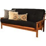 HomeStock Full Size Futon Frame with Mattress - Hardwood Sofa Bed Convertible 79" Suede Black/Without Storage Drawers HomeStock