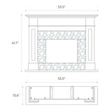 Cambridge Sofia 53-in. Freestanding Fireplace Mantel in Black with White Marble Inlay and Log Display, Electric Heater Insert with Color Changing Flames for Living Room, Bedroom CAMBRIDGE