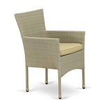 East West Furniture OSBK7-03A Oslo 7 Piece Patio Furniture Wicker Outdoor Set Includes a Rectangle Dining Table with Glass Top and 6 Backyard Armchair with Cushion, 36x60 Inch East West Furniture