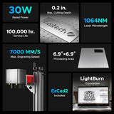 OMTech 30W MOPA Fiber Laser Marking Machine with LightBurn, High-Speed Metal Laser Engraver, 7x7 Inch Work Area, Color Marking for Metal Jewelry, Aluminum, Stainless Steel, and More OMTech