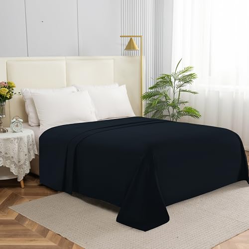 Elegant Comfort Premium Hotel Quality 1-Piece Flat Sheet, Luxury & Softest 1500 Thread Count Egyptian Quality Bedding Flat Sheet, Wrinkle, Stain and Fade Resistant, King, Black Elegant Comfort
