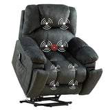 ANJ Large Power Lift Recliner with Hidden Cup Holders for Elderly, Large Electric Reclining Lift Chair with Massage and Heat, Overstuffed Lifting Chairs with Side Pockets for Living Room, Dark Green