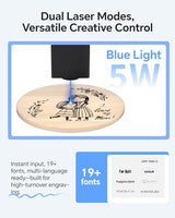 Ortur R1 5000mW Portable Laser Engraver and Cutter, Class 1 Foldable Laser Engraver, Exquisite Gift Box Packaging, APP Control Laser Engraver for Wood, Leather, Glass, Cloth (Misty Blue) Ortur
