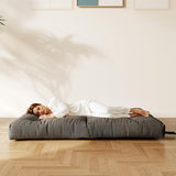 Furnify 6" Futon Mattress Queen Size, Futons Sofa Couch Bed with Straps, Thick Corduroy Fabric Floor Mattress for Adults, Foldable Mattress with Shredded Foam Filling (Frame Not Included), Grey Furnify