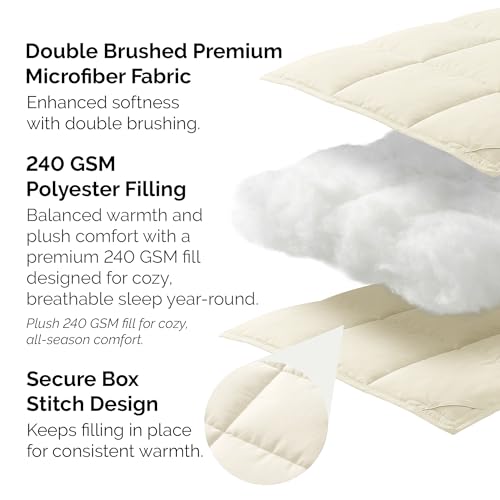 Southshore Fine Living, Inc. Full/Queen Comforter, Premium Quality All-Season Down-Alternative Comforter, Queen/Full Size, Cream Southshore Fine Living, Inc.
