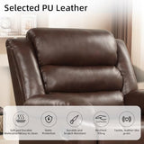 IOMOR Manual Recliner Chair with Overstuffed Arm and Extra-Padded Back, Breathable PU Leather Reclining Chair for Adults, Single Sofa for Living Room, Bedroom (Dark Brown)