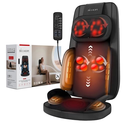 YOSSMO Shiatsu Neck and Back Massager with Heat, 8D Kneading Massage Chair Pad for Pain Relief Deep Tissue, Home Office Full Body Relaxation, Practical Gifts for Mom Dad Men Women