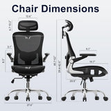 marrap Ergonomic Office Chair, Mesh Seat Cushion with 3D Armrests and 3D Headrest, Adjustable Lumbar Support with 90-120° Rocking Function, SGS Class 4 Gas Clylinder, Black marrap