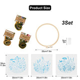 Lukinbox 3 Sets Embroidery Kit for Beginners, Fabric Cross Stitch Kits for Adults, DIY Embroidery Starter Kits with Floral Flower Patterns, Embroidery Hoops, Clothes, Threads and Needles