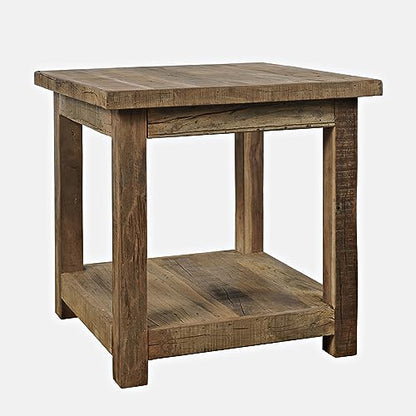 Jofran Reclamation Rustic Reclaimed Solid Wood Square End Table with Storage Shelf