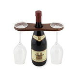 Frescorr - Wine Bottle & Glass Holder | Handmade Antique Wood(one of The World's Finest Wood) Stand for Wine for Two Glasses & Bottle (Dalbergia Sissoo) Frescorr