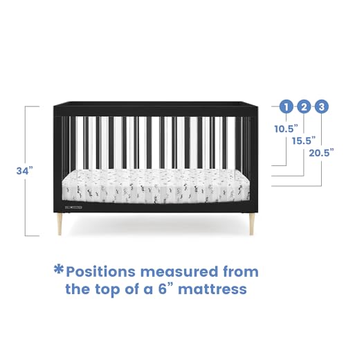 Delta Children Austin Acrylic 4-in-1 Convertible Baby Crib - Greenguard Gold Certified, Midnight Grey/Natural Delta Children
