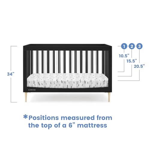 Delta Children Austin Acrylic 4-in-1 Convertible Baby Crib - Greenguard Gold Certified, Midnight Grey/Natural - WoodArtSupply