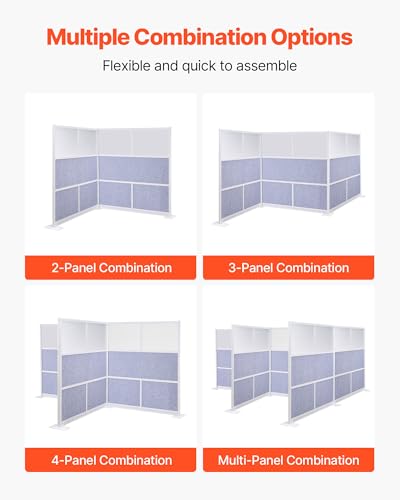 VEVOR Office Divider Privacy Partition, 1-Pack, 70" x 70" Modular Wall Room Divider, PET Workstation Cubicle Partition with Frosted Windows, Freestanding Privacy Panel Wall for Office Library VEVOR