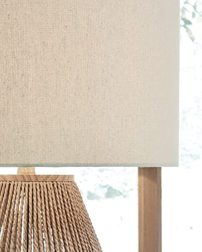 Signature Design by Ashley Clayman Bohemian 23.5" Paper Rope and Wood Table Lamp, Light Brown Signature Design by Ashley