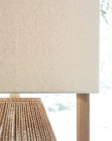 Signature Design by Ashley Clayman Bohemian 23.5" Paper Rope and Wood Table Lamp, Light Brown Signature Design by Ashley