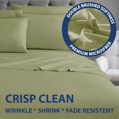 Home Collection Micro Caress Luxurious Sheet Set, 90GSM 3 -Piece Twin with 1 Additional Pillowcase, Sage Color Cathay Home