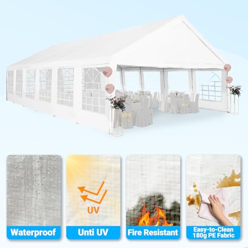 Party Tent 20x40Ft Heavy Duty Outdoor Canopy Tent Carport Gazebo Wedding Tent Carport Event Shelter Large Canopy Tent with Storage Bags SAILARY