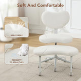 Ergonomic Cross Legged Chair with Wheels,360° Swivel Meditation Chair,ADHD Chair, Criss Cross Desk Chair with Lumbar Support and Adjustable Stool, Flexible Design for Fidgety Sitters, Ivory leader cattle
