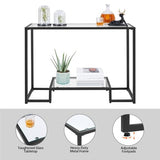 Yaheetech 42 Inch Console Table, Tempered Glass Entryway Table, 2-Tier Sofa Tables with Storage Shelves, Entrance Tables for Hallway Living Room, Black Yaheetech