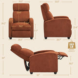 Yaheetech Corduroy Recliner Chair Set of 2, Upholstered Reclining Sofa Chair with Pocket Springs for Living Room, Home Theater Seating with Thicker Seat Cushion, Brick Red