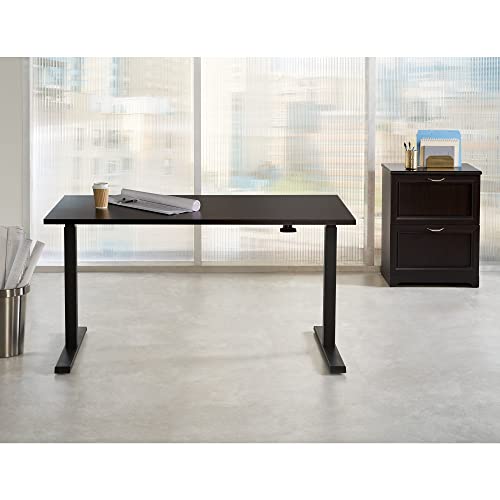 Realspace® Magellan 60"W Pneumatic Height-Adjustable Standing Desk, Espresso Realspace