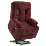 MCombo Power Lift Recliner Chair with Extended Footrest for Elderly People, Fabric 7283 (Burgundy, Large)
