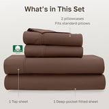 California Design Den Full Size Bed Sheets Set - Soft 400 Thread Count Sateen, Natural 100% Cotton Sheets with Deep Pockets, Breathable, and Durable Bedding Set - Espresso Chocolate Brown California Design Den