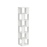 Modern 6-Tier Rotating Wooden Bookcase in White – Stylish Corner Storage Display Rack QIHANG-US