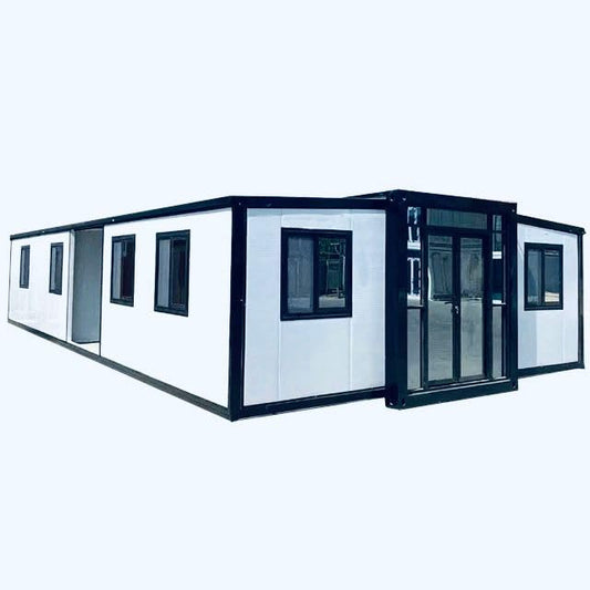 Generic Portable Prefab Tiny Home, 40ft x 20ft, Mobile Expandable Plastic House, Restroom, Windows, Doors, Storage, White