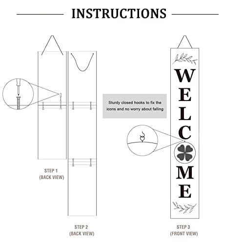 LOTKEY Interchangeable Welcome Sign for Front Porch Standing LOTKEY