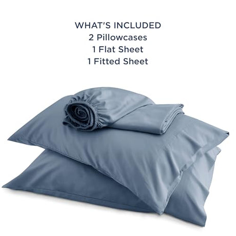 Bedsure King Size Sheets Set, Cooling Sheets for Hot Sleepers, Rayon Derived from Bamboo, Breathable & Soft, Deep Pocket Up to 16 Inches, Hotel Luxury Silky Bedding, Dusty Blue Bedsure