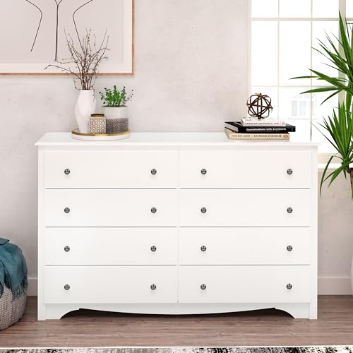 Prepac Monterey 8 Drawer Double Dresser for Bedroom, Wide Chest of Drawers, Bedroom Furniture, Clothes Storage and Organizer, 15.75" D x 59" W x 36.25" H, White, WDC-6338 Prepac