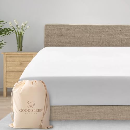Good Sleep Bedding Queen Fitted Sheet - 1000 Thread Count Egyptian Cotton, Soft & Breathable - 16 Inch Deep Pocket - White Good Sleep Bedding