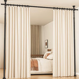 Room Divider No Drilling Curtain Rod Wall Divider for Room Separation, 4-10ft(H) 28-70inch(W) Adjustable,Heavy Duty Floor to Ceiling Portable Hanging Wall Divider for Space Partitions,Black Daurore paw
