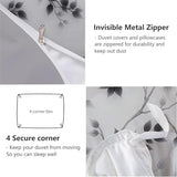 WIVCOMD Twin Duvet Cover Set - Leaves and Vines Soft Microfibre Bedding - Minimalist Ink Painting Bedding Quilt Cover Set with Pillow Cases, Black WIVCOMD