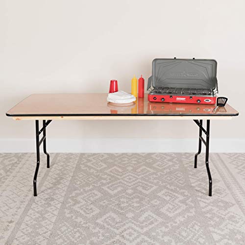 Flash Furniture Fielder 6-Foot Rectangular Wood Folding Banquet Table with Clear Coated Finished Top - WoodArtSupply