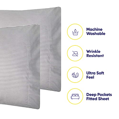 King Size Bed Sheets - 6 Piece 1500 Supreme Collection Fine Brushed Microfiber Deep Pocket King Sheet Set Bedding - 2 Extra Pillow Cases, Great Value, King, Classic Stripe Gray Sweet Home Collection