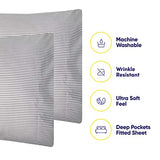 King Size Bed Sheets - 6 Piece 1500 Supreme Collection Fine Brushed Microfiber Deep Pocket King Sheet Set Bedding - 2 Extra Pillow Cases, Great Value, King, Classic Stripe Gray Sweet Home Collection