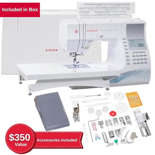 SINGER Quantum Stylist 9960 Computerized Sewing & Quilting Machine with Extension Table, Hard Case & Accessories | 600 Stitches, Lettering, LED Light, 1-Step Buttonhole & High-End Touch Controls SINGER
